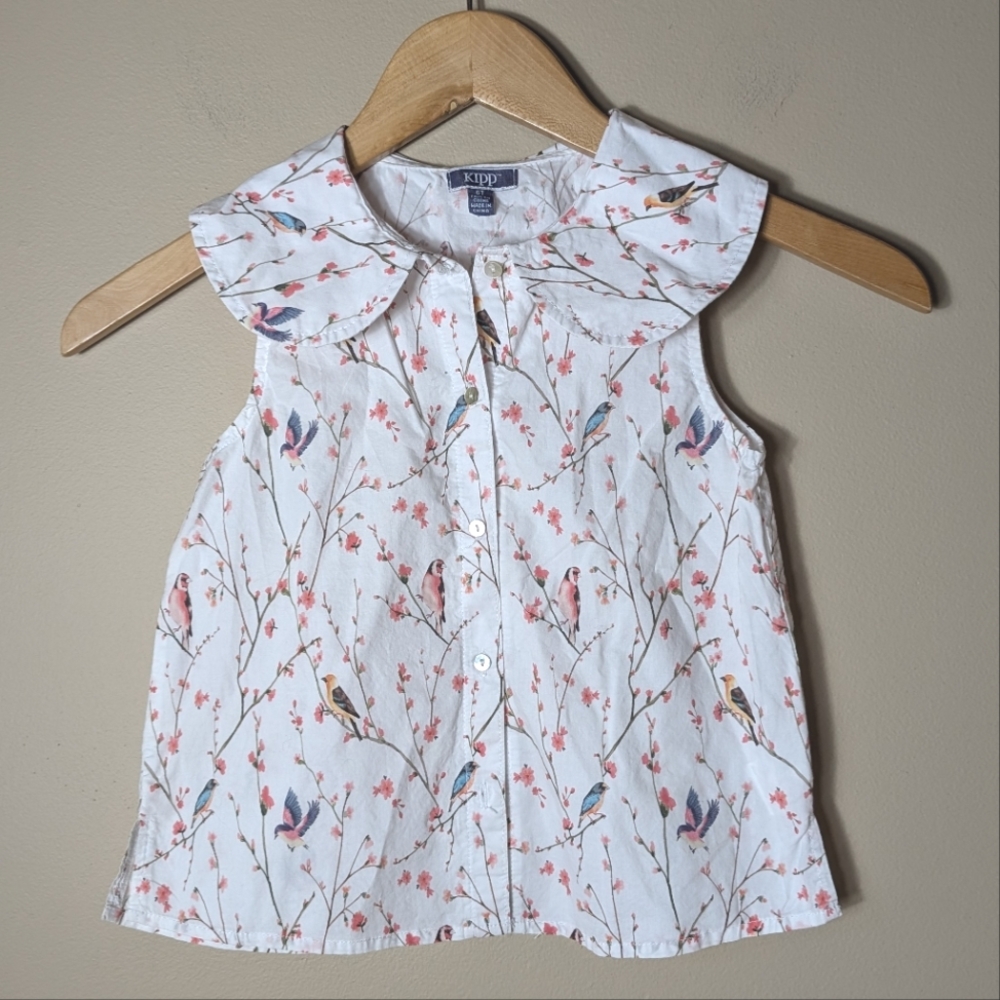 Kipp Girls Floral Bird Print Sleeveless Top Size 6